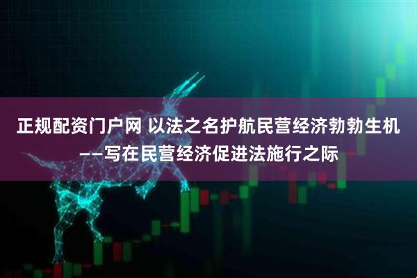 正规配资门户网 以法之名护航民营经济勃勃生机——写在民营经济促进法施行之际