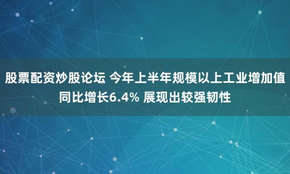 股票配资炒股论坛 今年上半年规模以上工业增加值同比增长6.4% 展现出较强韧性